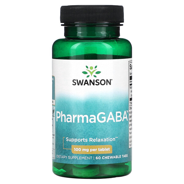 PharmaGABA, 100 мг, 60 жевательных таблеток Swanson