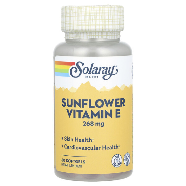 Витамин E из подсолнечника - 268 мг - 60 мягких капсул - Solaray Solaray
