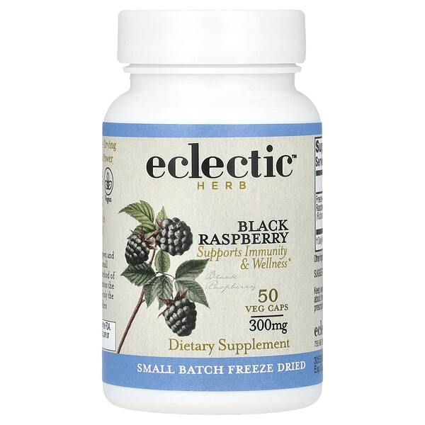Сублимированная черная малина, 300 мг, 50 растительных капсул Eclectic Institute