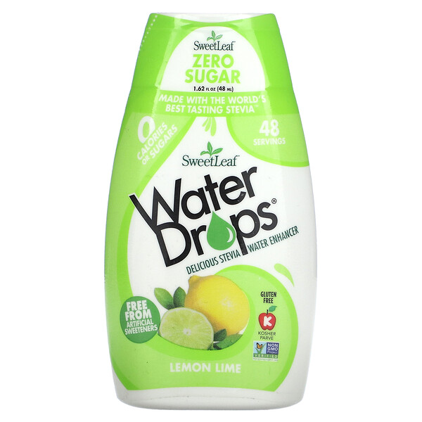 SweetLeaf, Water Drops, Delicious Stevia Water Enhancer, Lemon Lime, 1.62 fl oz (48 ml) Wisdom Natural