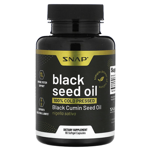 Масло черного тмина, 90 мягких желатиновых капсул Snap Supplements
