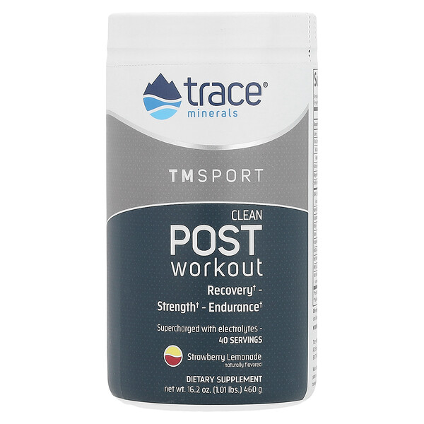 TM Sport, Clean Post Workout, клубничный лимонад, 1,01 фунта (460 г) Trace Minerals Research