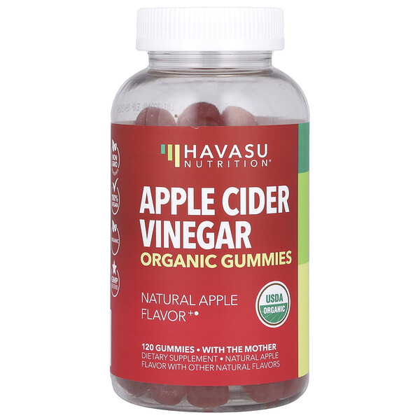 Органические жевательные конфеты с яблочным уксусом, натуральное яблоко, 120 жевательных конфет Havasu Nutrition