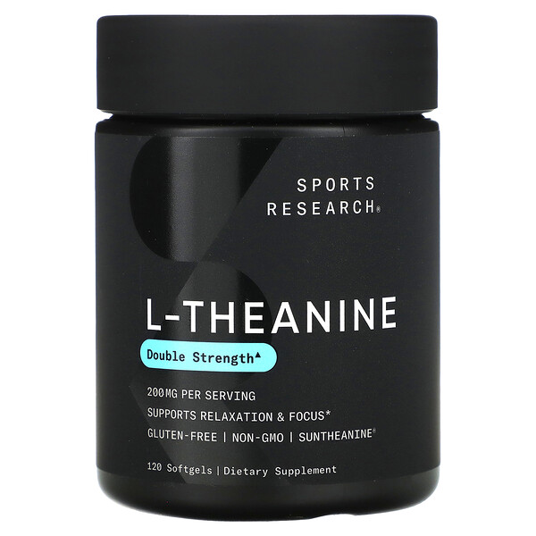 L-теанин, двойная сила, 200 мг, 120 мягких таблеток Sports Research