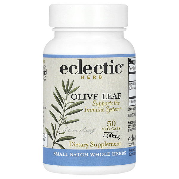 Лиофилизированный лист оливы, 400 мг, 50 растительных капсул Eclectic Institute