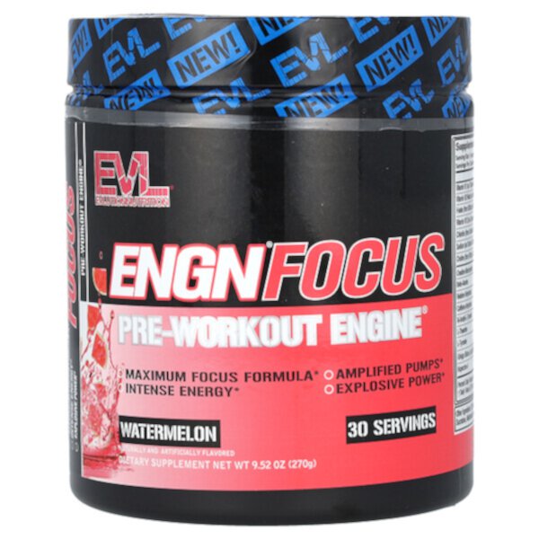 ENGN Focus, Предтренировочный двигатель, арбуз, 9,52 унции (270 г) EVLution Nutrition