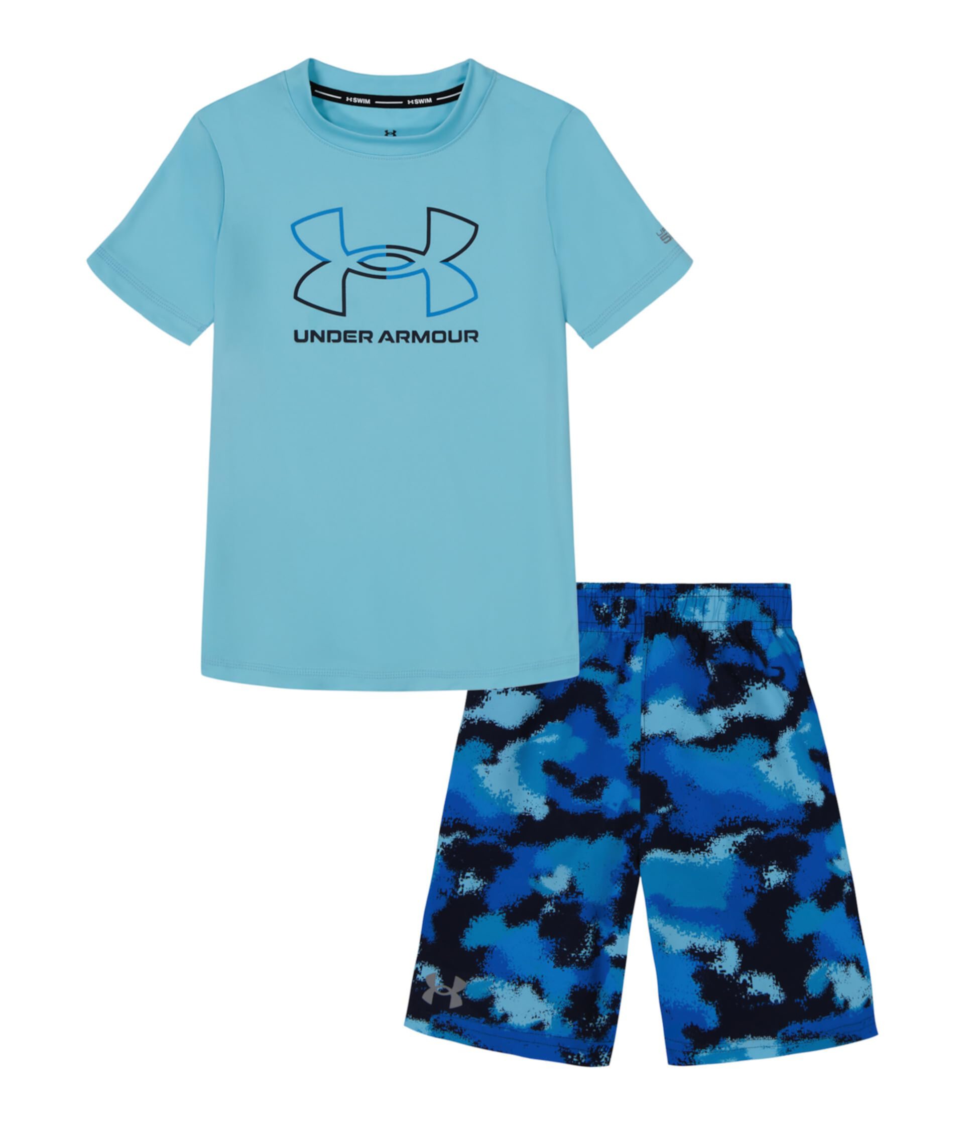 Рубашка с камуфляжным принтом Under Armour Kids и короткий комплект для плавания (маленький ребенок) Under Armour Kids