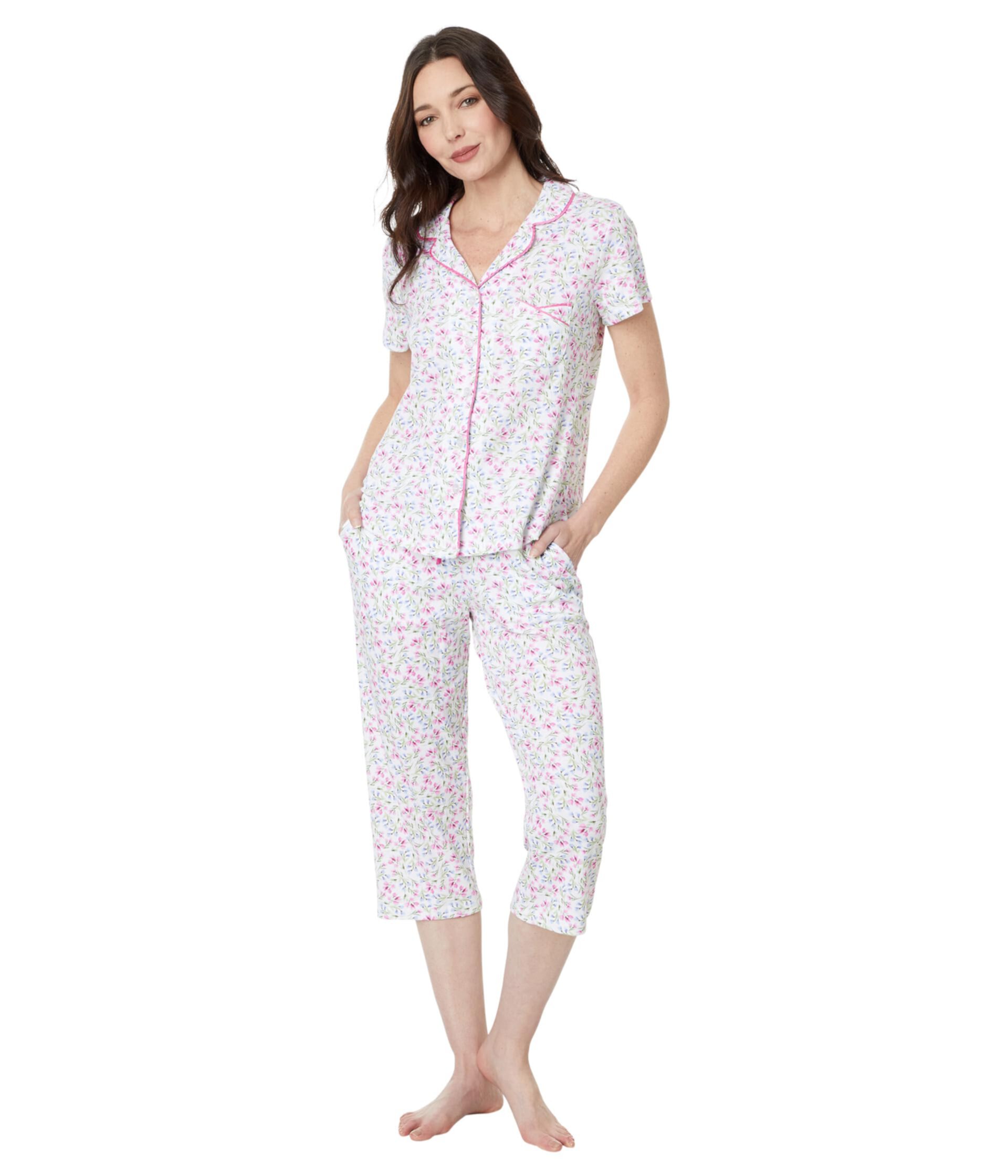 Длинный пижамный комплект для девушки Petite Blooming Breeze из двух предметов с короткими рукавами Karen Neuburger