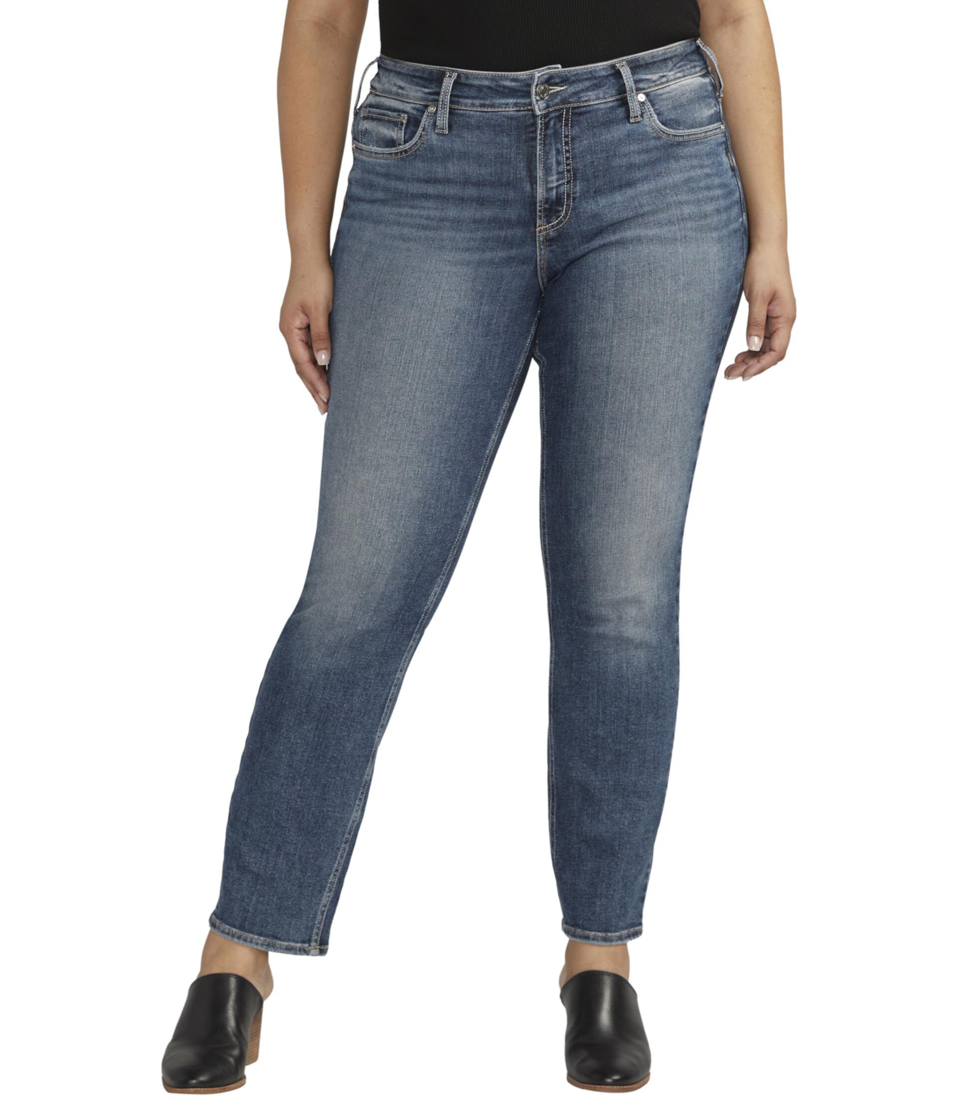 Прямые джинсы Suki со средней посадкой и пышным кроем W93413EAE389 больших размеров Silver Jeans Co.