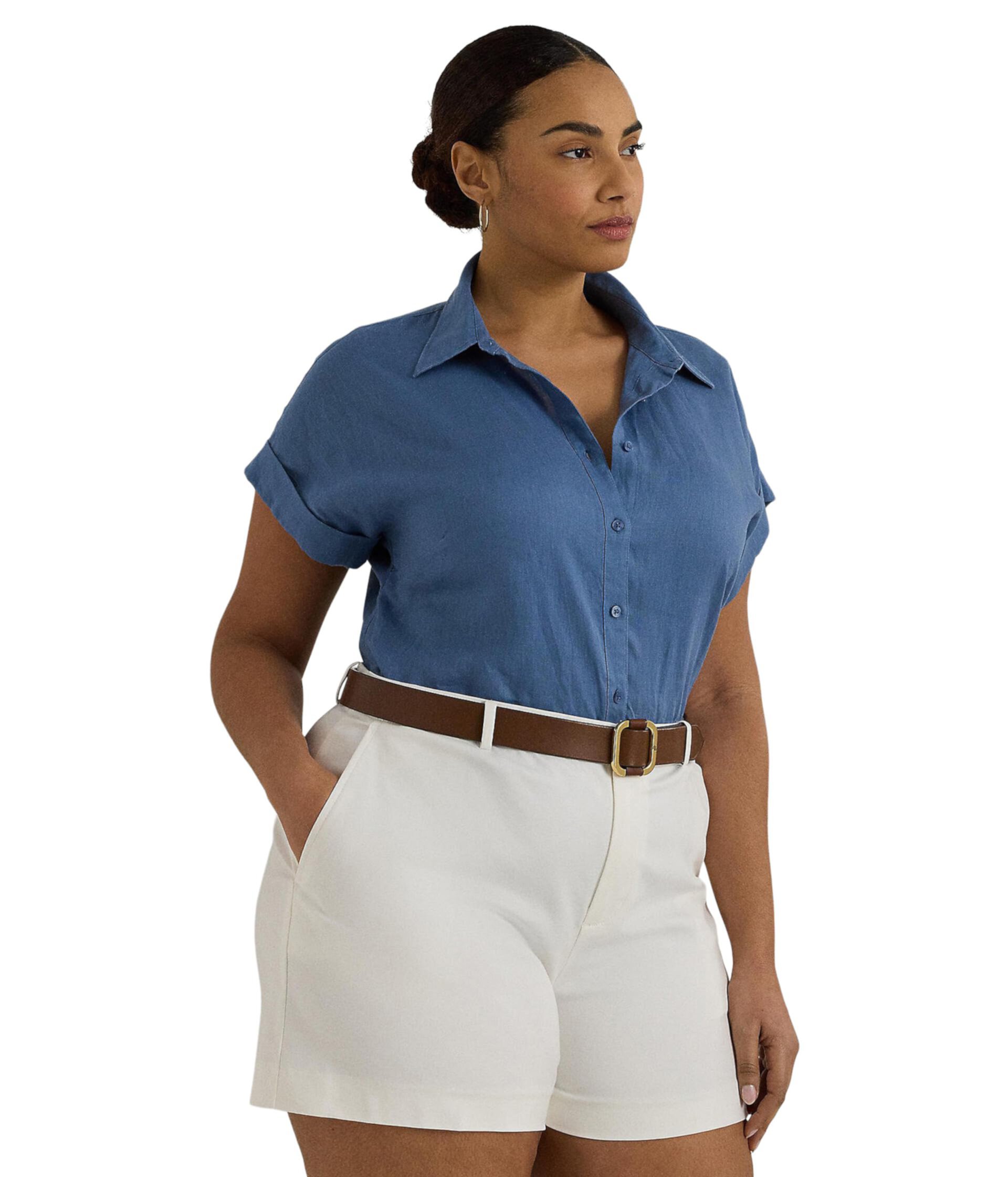 Plus-Size Linen Dolman-Sleeve Shirt LAUREN Ralph Lauren