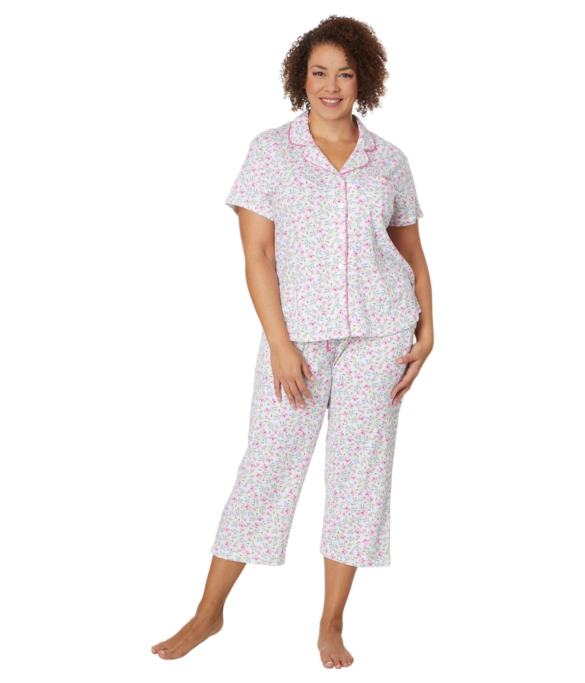 Длинный пижамный комплект для подружки размера «Цветущий бриз» из двух предметов с короткими рукавами и длинными рукавами Karen Neuburger