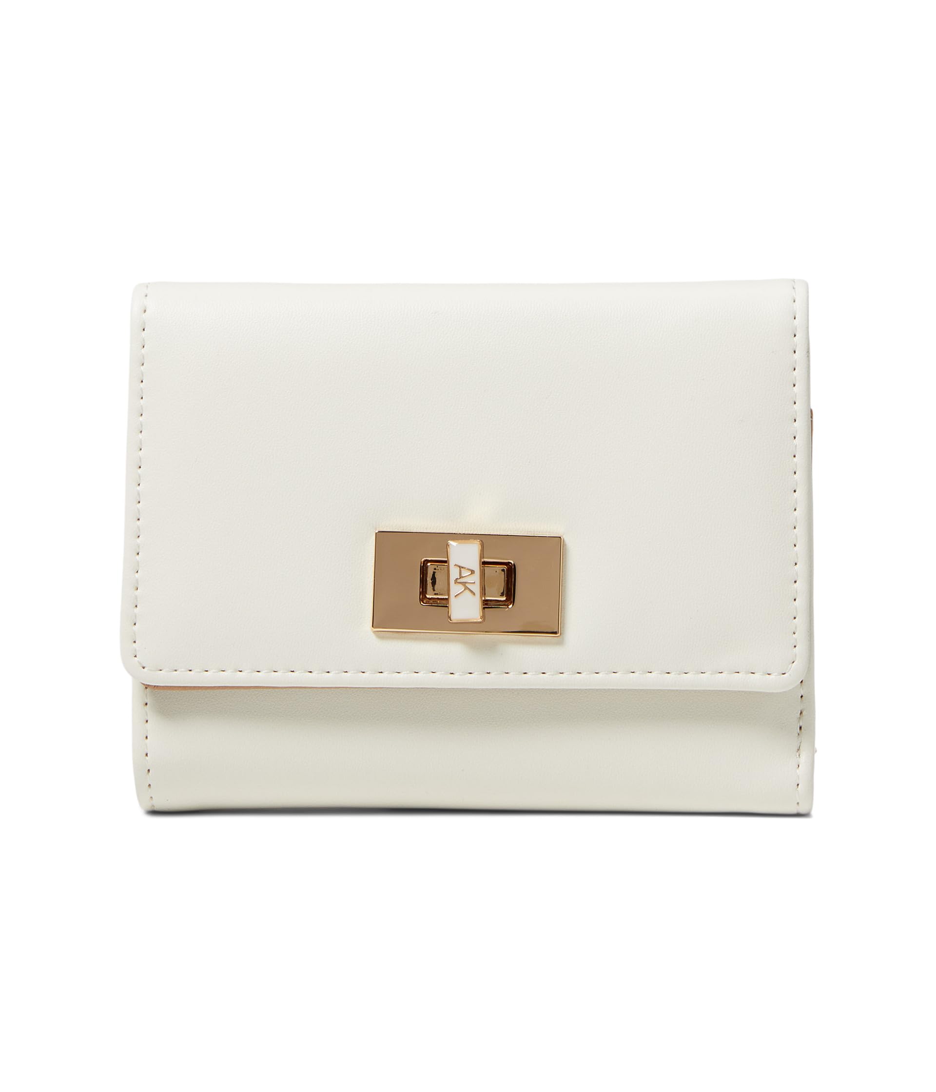 AK Small Flap Wallet With Enamel Filled Turn Lock Anne Klein