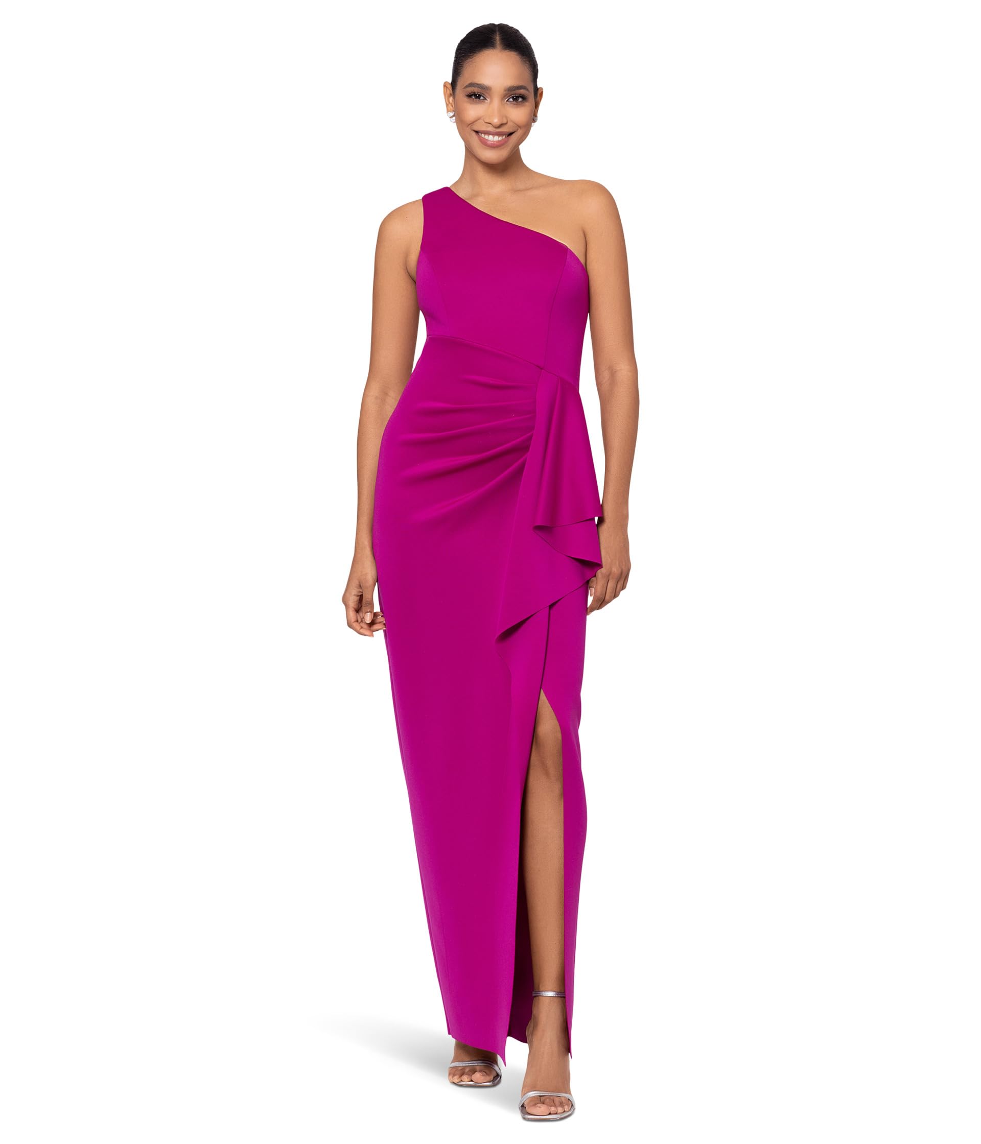 Long Scuba One Shoulder Ruffle Xscape