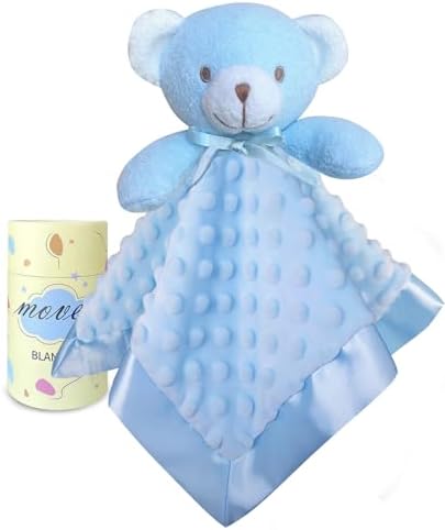 Защитное одеяло Bear Baby Loveys для малышей, мягкое детское одеяло Lovey унисекс Lovie 16 дюймов, нежно-голубая мягкая мягкая игрушка MOVEPAI