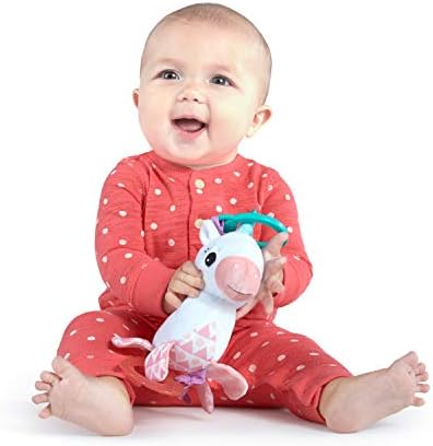 Плюшевая коляска или игрушка-переноска Bright Starts Unicorn Sparkle & Shine, розовая, для детей от 0 месяцев Bright Starts