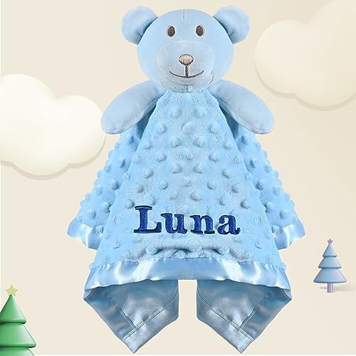 Dodosky Personalized Baby Lovey, Elephant Loveys for Babies, Soft Unisex Baby Blankets, Baby Gifts for Newborn Boys and Girls, Baby Security Blanket - Newborn Essentials Dodosky