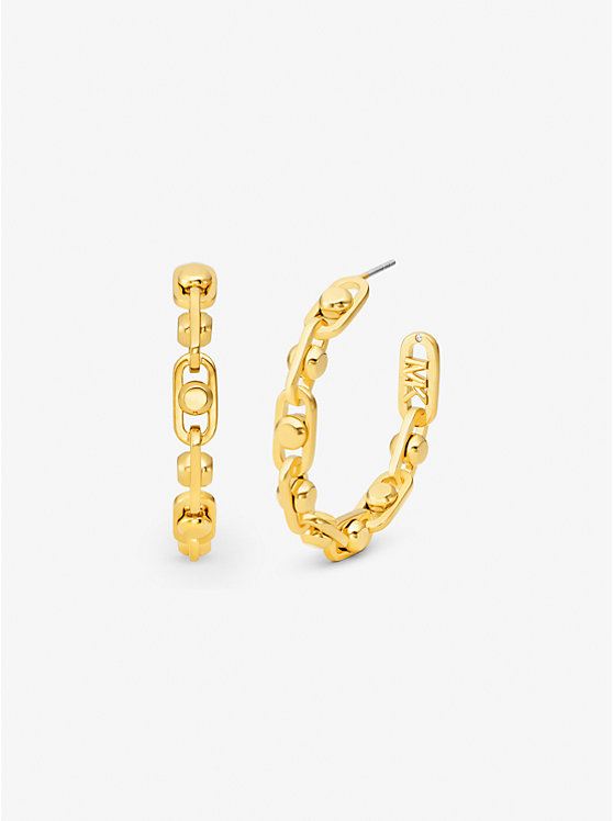 Серьги-кольца Astor среднего размера с латунными звеньями и покрытием из драгоценных металлов Michael Kors