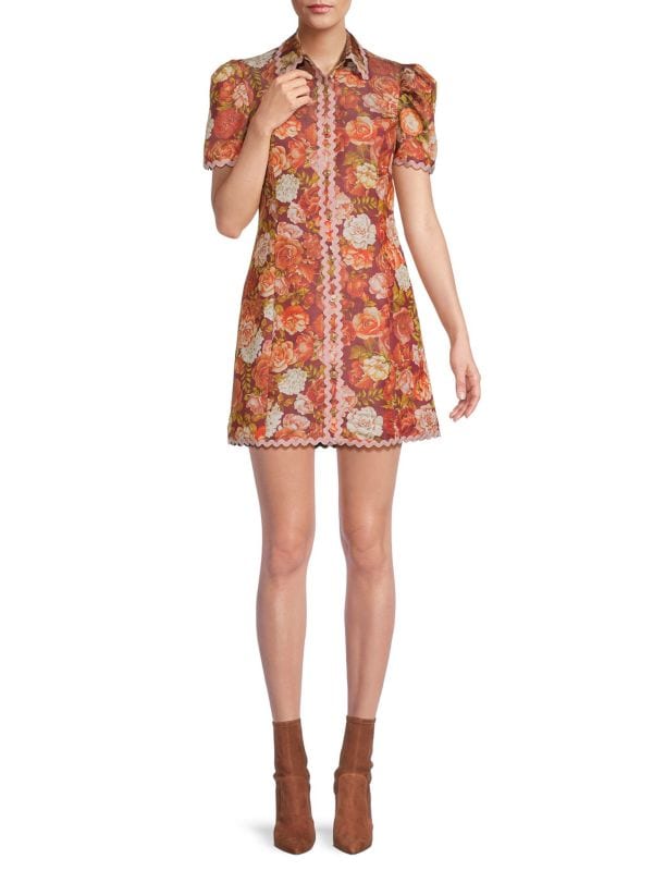 Мини-платье-рубашка с цветочным гребешком RACHEL PARCELL