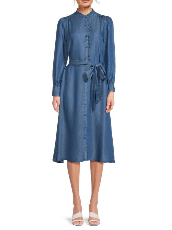 Женское Повседневное Платье Midi с Поясом Saks Fifth Avenue Saks Fifth Avenue