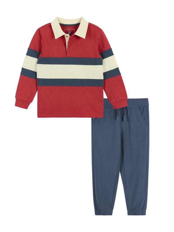 Комплект из двух предметов: рубашка и штаны для регби с цветными блоками для маленьких мальчиков и мальчиков Andy & Evan