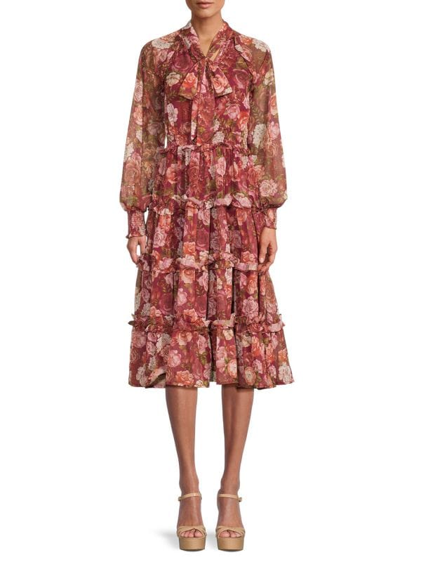 Многоярусное платье с цветочным принтом RACHEL PARCELL