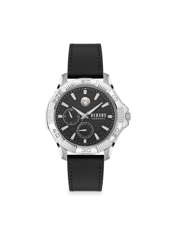 Часы-хронограф DTLA 46 мм из нержавеющей стали и кожаного ремешка Versus Versace