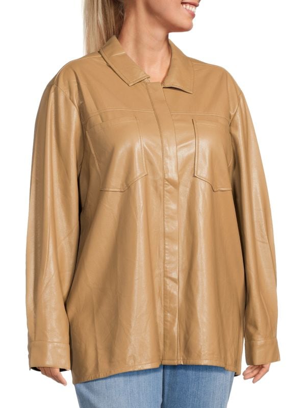 Куртка-рубашка из искусственной кожи со спилком Good American