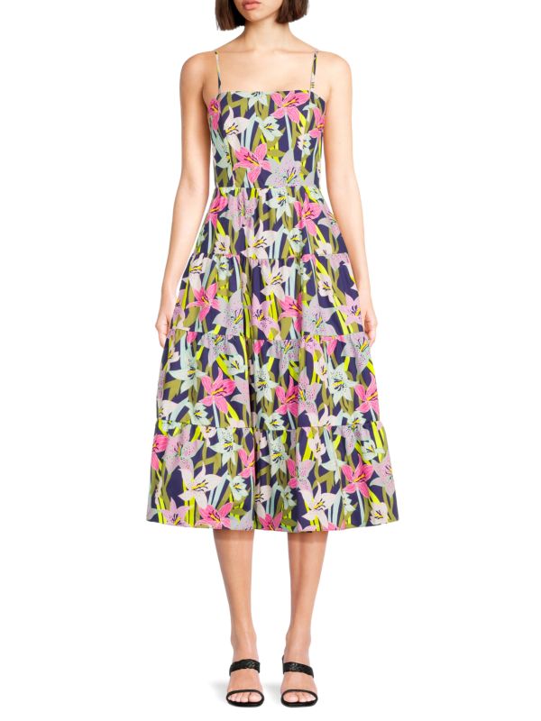 Многоярусное платье-миди с цветочным принтом Hutch
