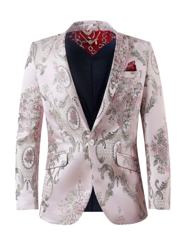 Жаккардовый вечерний пиджак приталенного кроя с цветочным принтом Elie Balleh