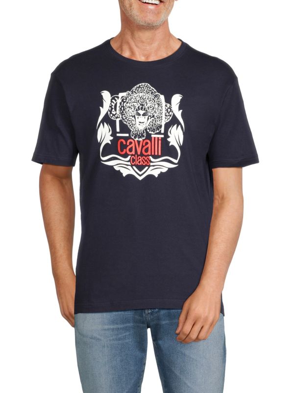 Мужская Хлопковая Футболка с Логотипом cavalli CLASS Cavalli CLASS