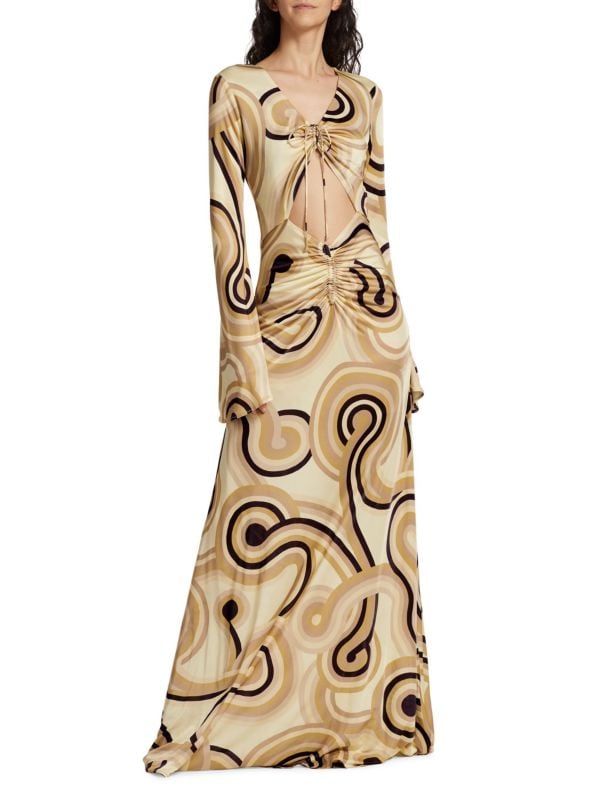 Платье длиной до пола с рукавами-колокольчиками Casper Ronny Kobo
