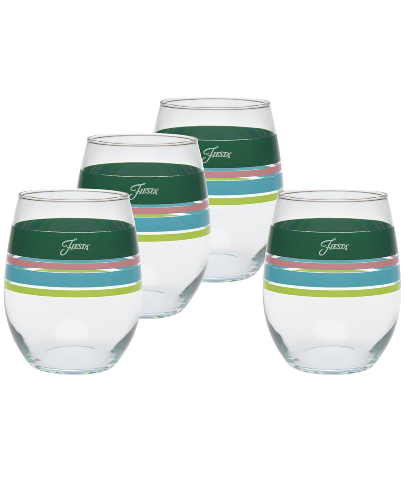 Tropical Edgeline 15-Ounce Stemless Wine Glass Set of 4 FIESTA