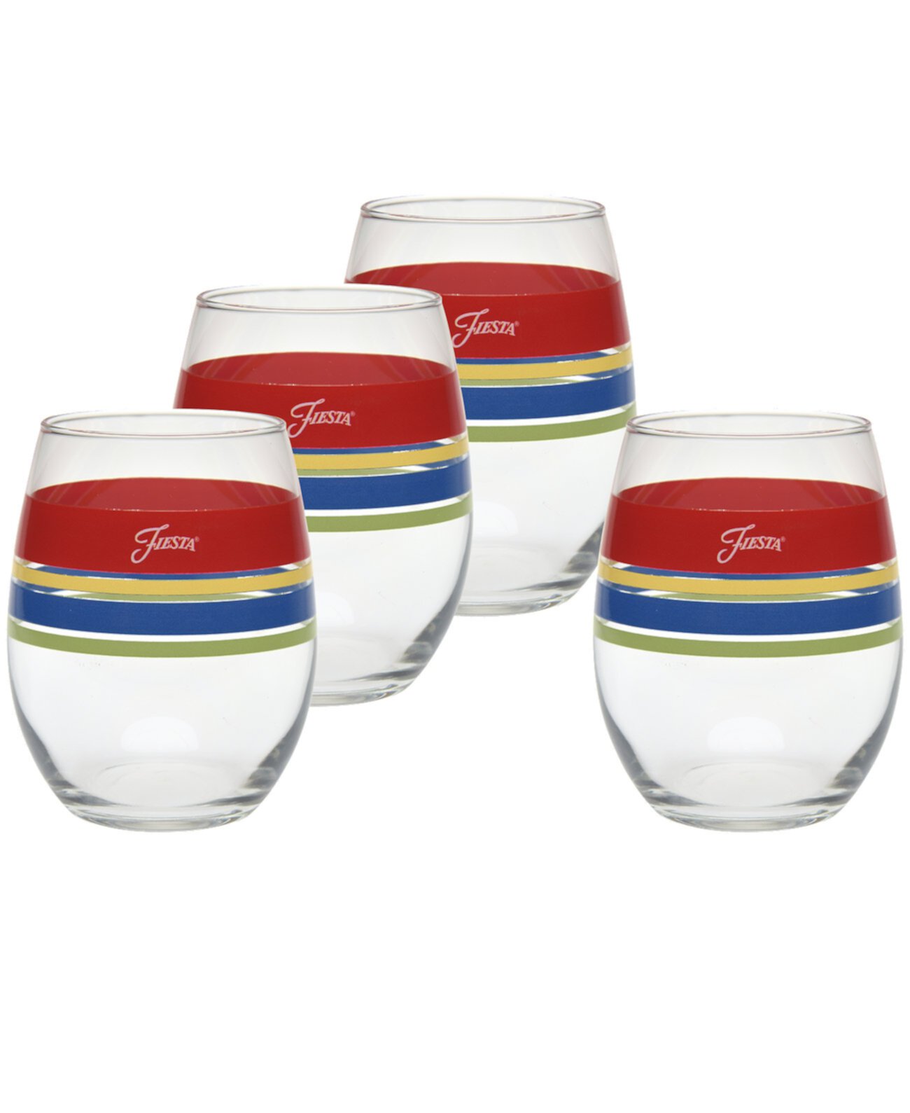 Bright Edgeline 15-Ounce Stemless Wine Glass Set of 4 FIESTA