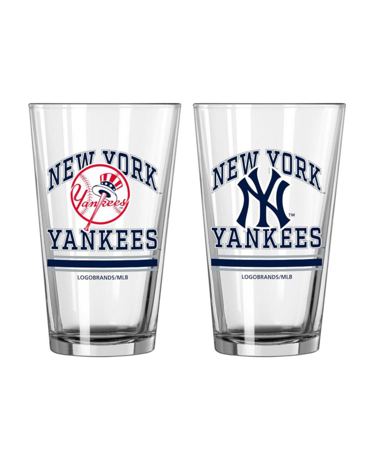 New York Yankees 16 унций, пинта, две упаковки стаканов Logo Brand