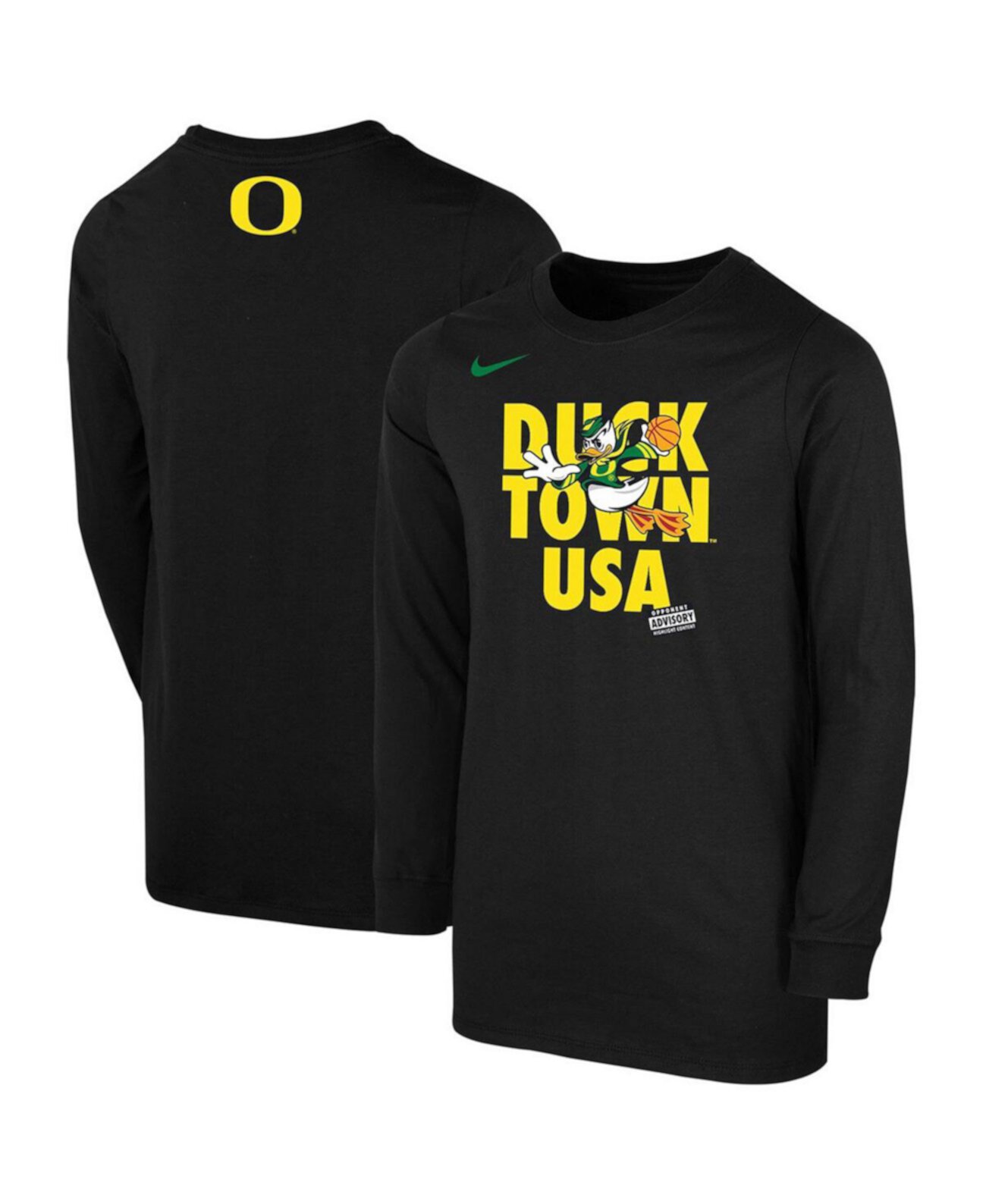 Черная футболка с длинными рукавами Big Boys Oregon Ducks Basketball Duck Town Shootaround Core Nike