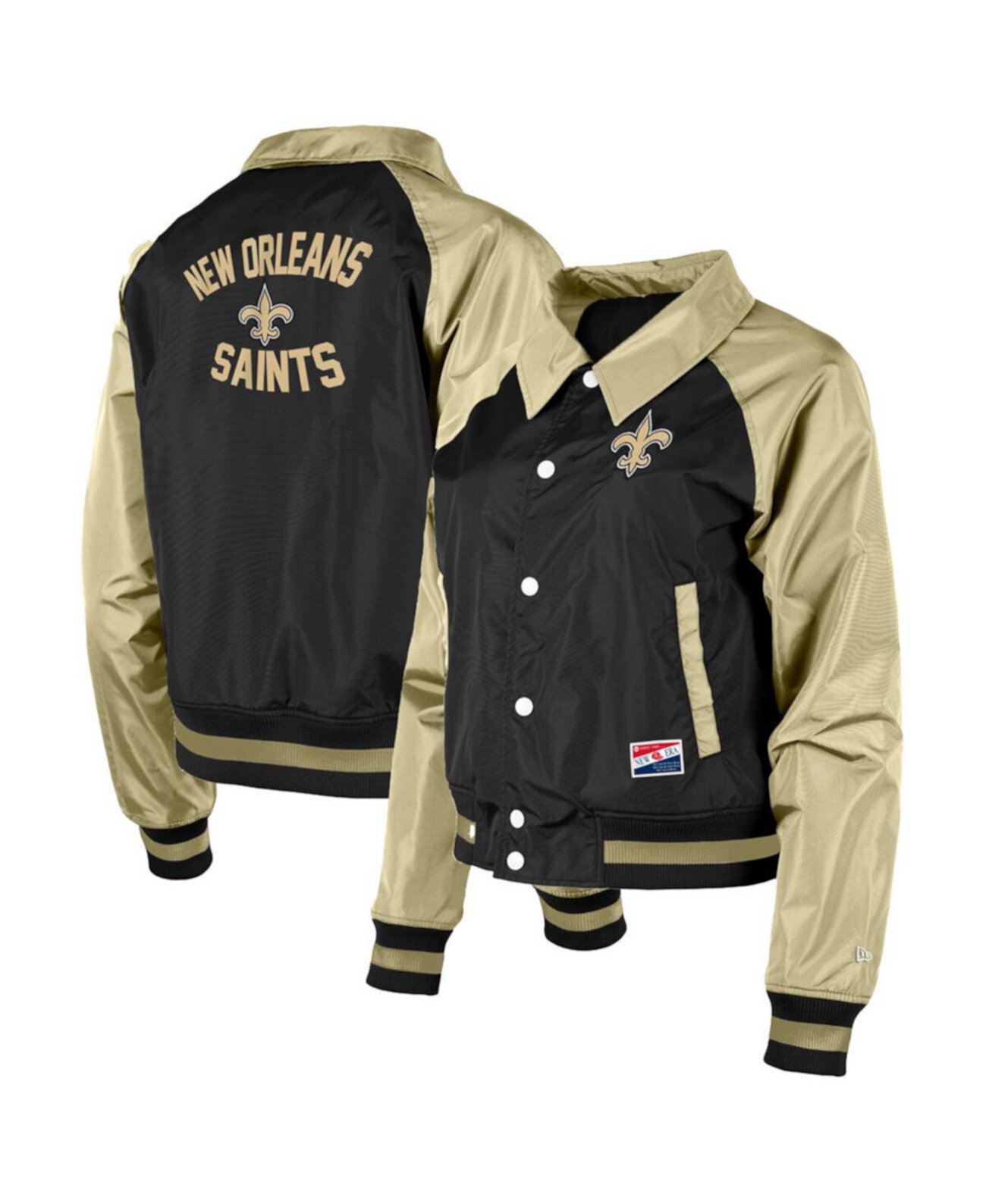 Женская черная куртка с застежкой-кнопкой New Orleans Saints Coaches реглан New Era