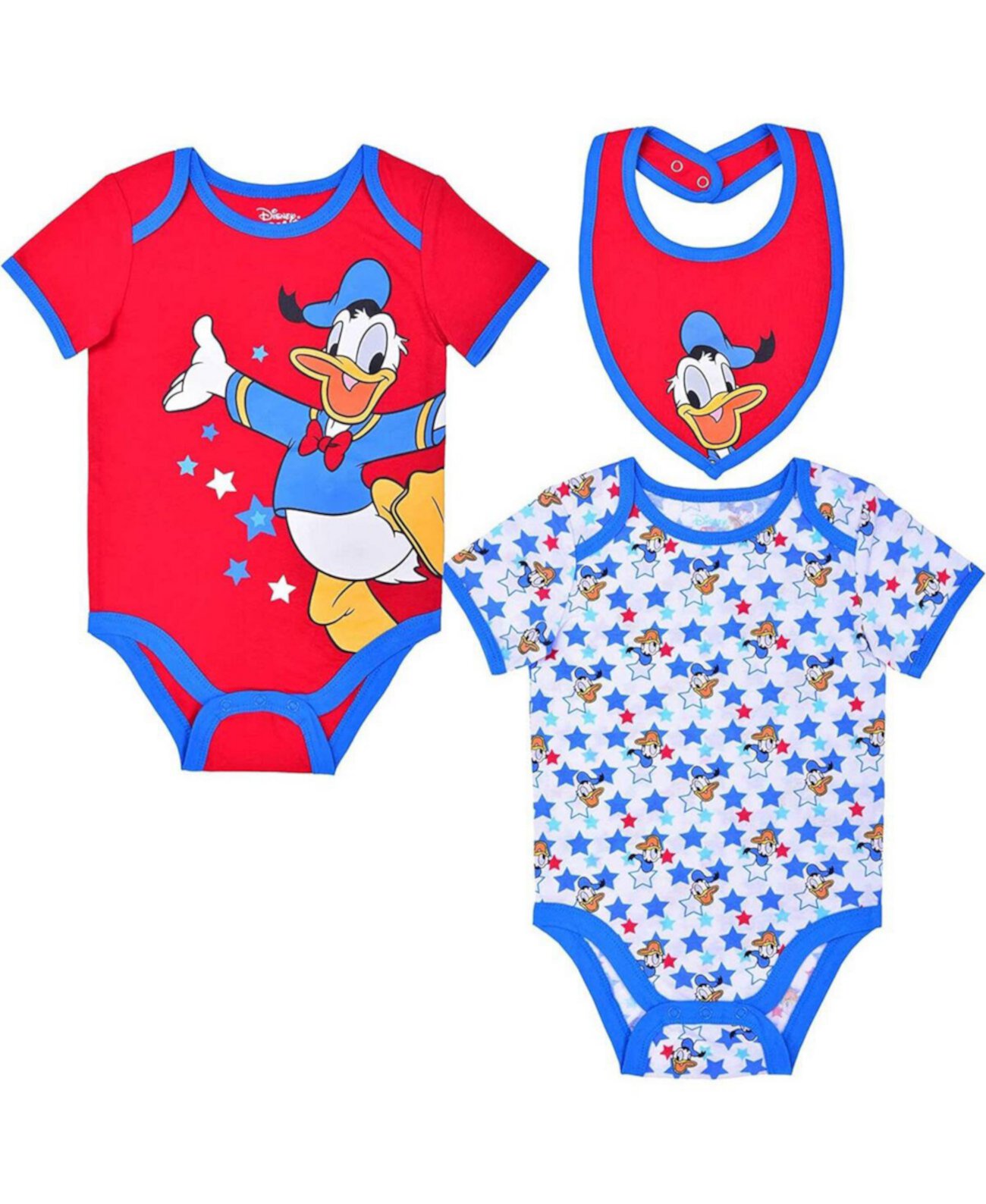 Детский комплект одежды Children's Apparel Network Donald Duck Mickey & Friends, красный, белый, боди и слюнявчик, набор из трех предметов Children's Apparel Network