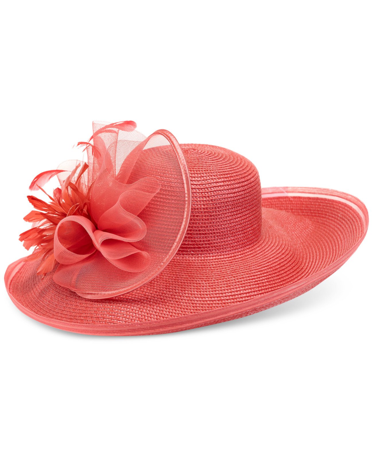 Женская нарядная шляпа с широкими полями в полоску BELLISSIMA