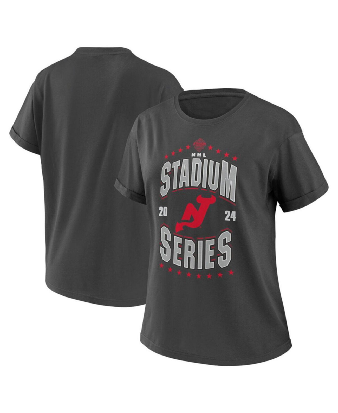 Женская темно-серая футболка бойфренда New Jersey Devils 2024 NHL Stadium Series WEAR by Erin Andrews
