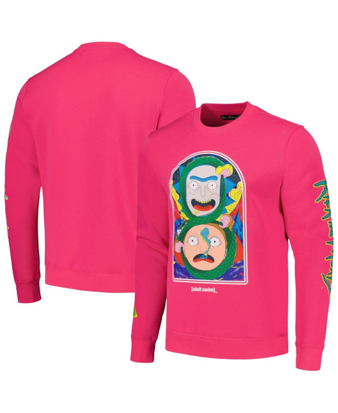 Мужской розовый пуловер с изображением Рика и Морти Freeze Max