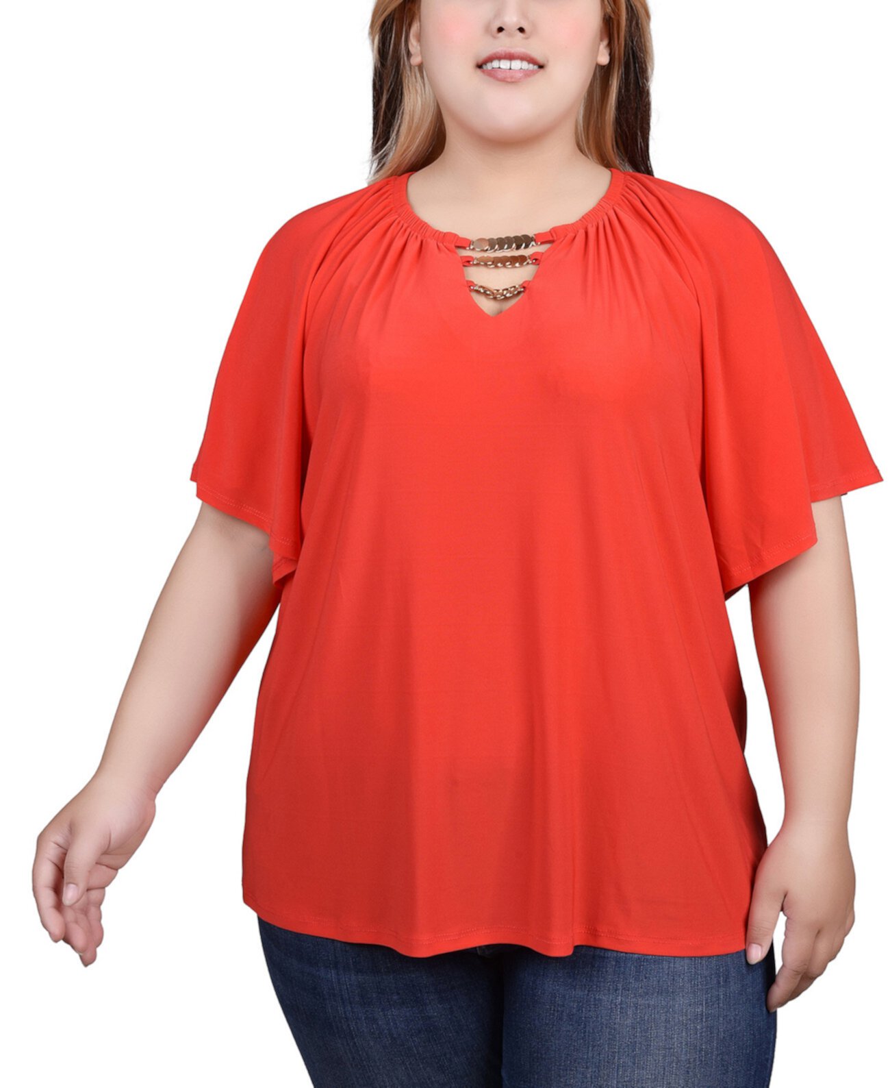 Женская Блузка NY Collection Plus Size Raglan Sleeve Top with Chain Details NY Collection