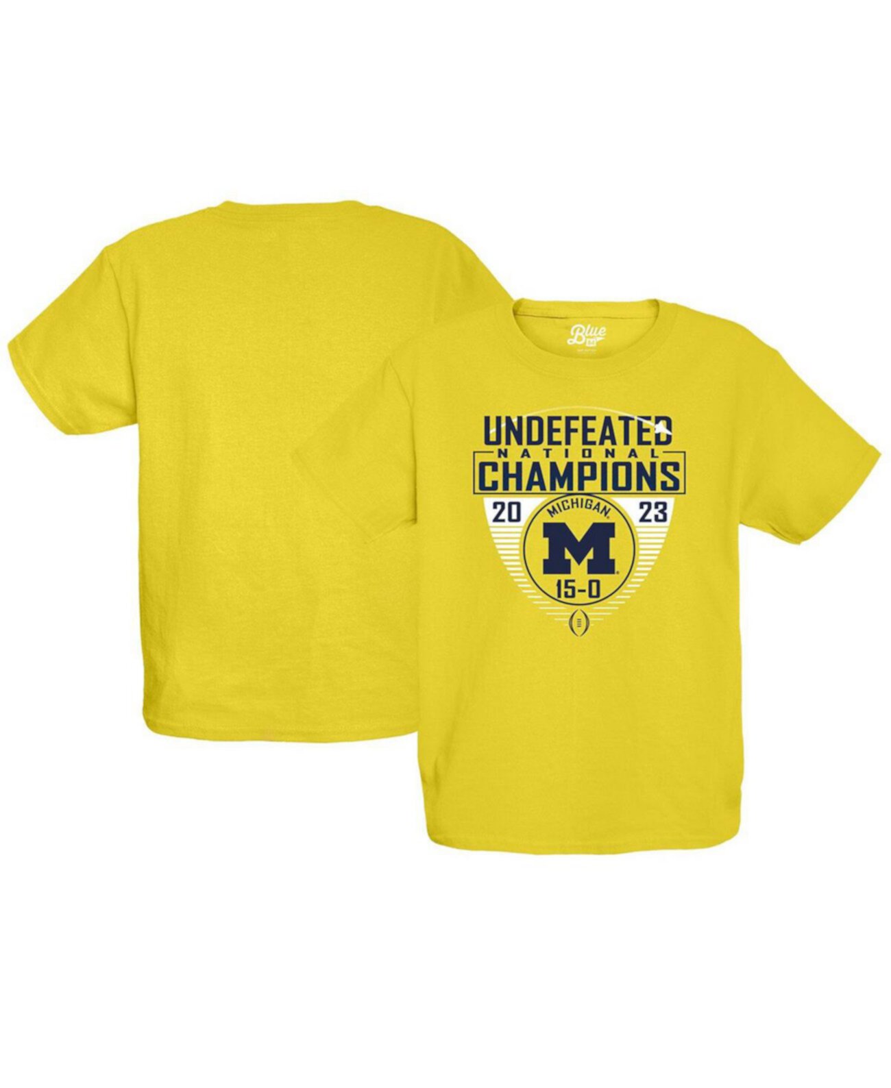 Непобедимая футболка с участием команды Big Boys Maize Michigan Wolverines College Football, плей-офф национальных чемпионов 2023 года Blue 84
