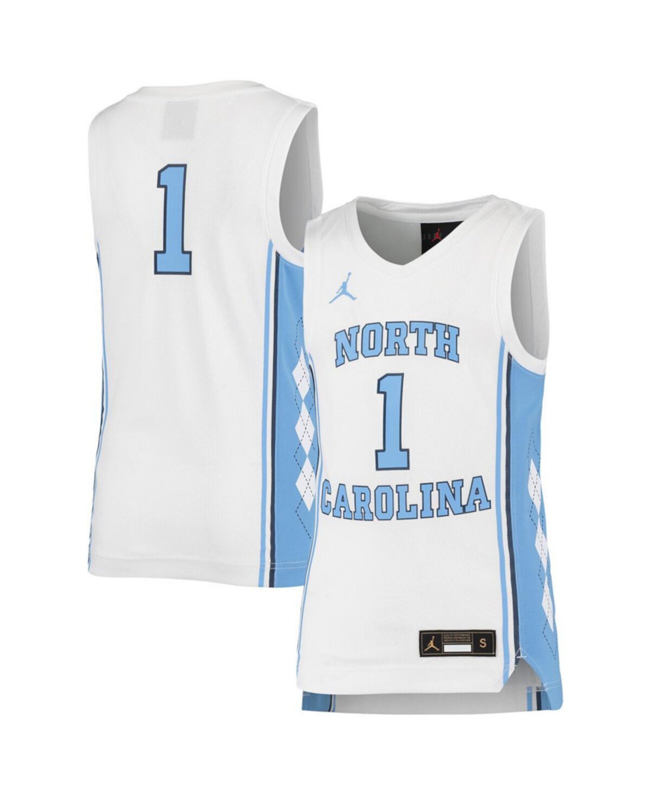 Детское Джерси Jordan Реплика Баскетбольной Команды North Carolina Tar Heels #1 Белое Jordan