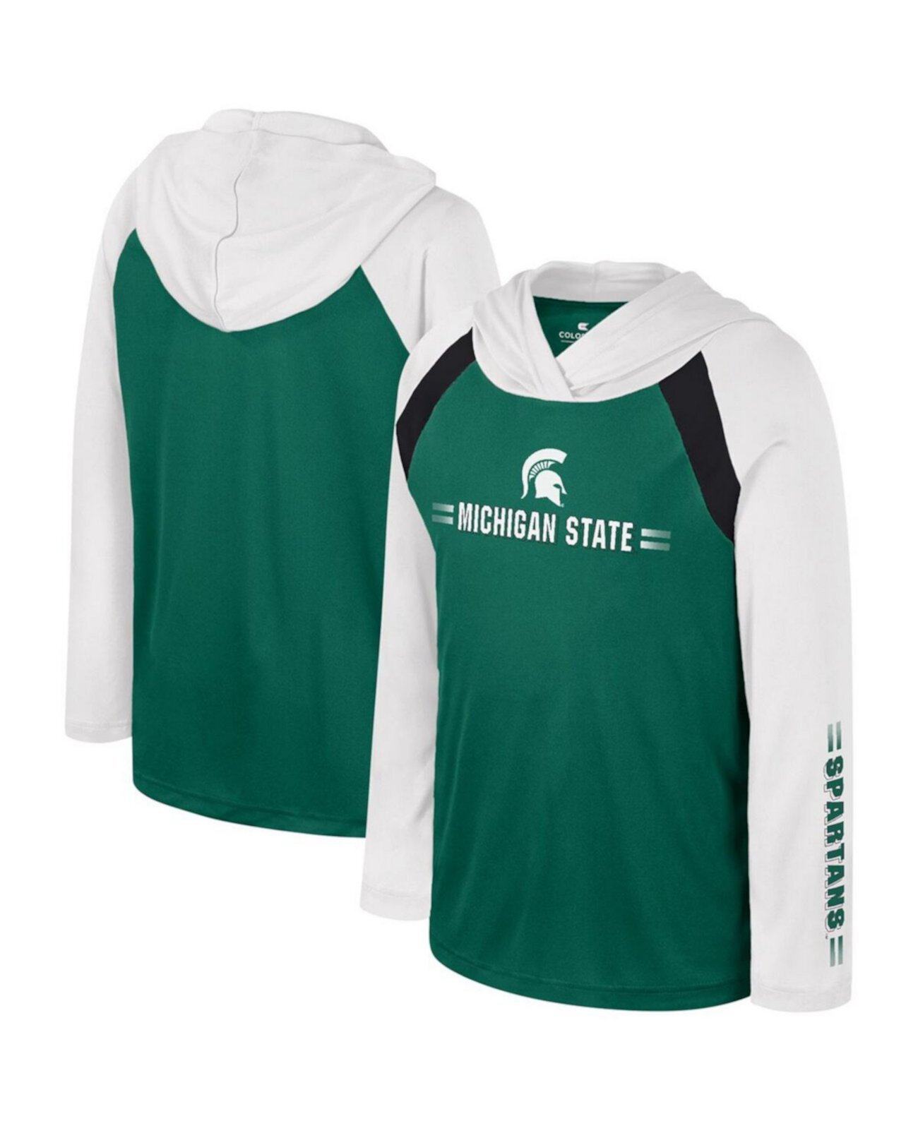 Зеленая футболка с капюшоном Big Boys Michigan State Spartans Eddie Multi-Hit реглан с длинными рукавами Colosseum