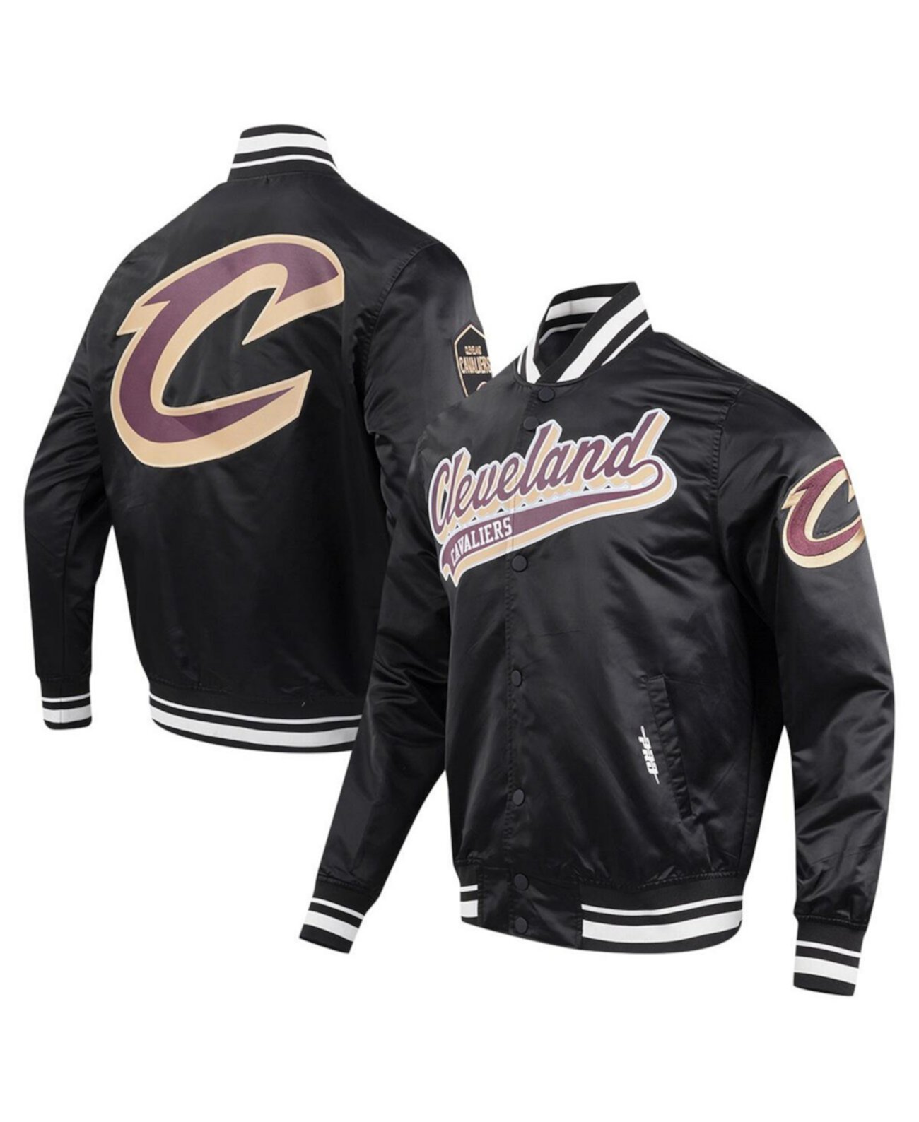 Мужская черная атласная университетская куртка с длинными кнопками Cleveland Cavaliers Script Tail Pro Standard