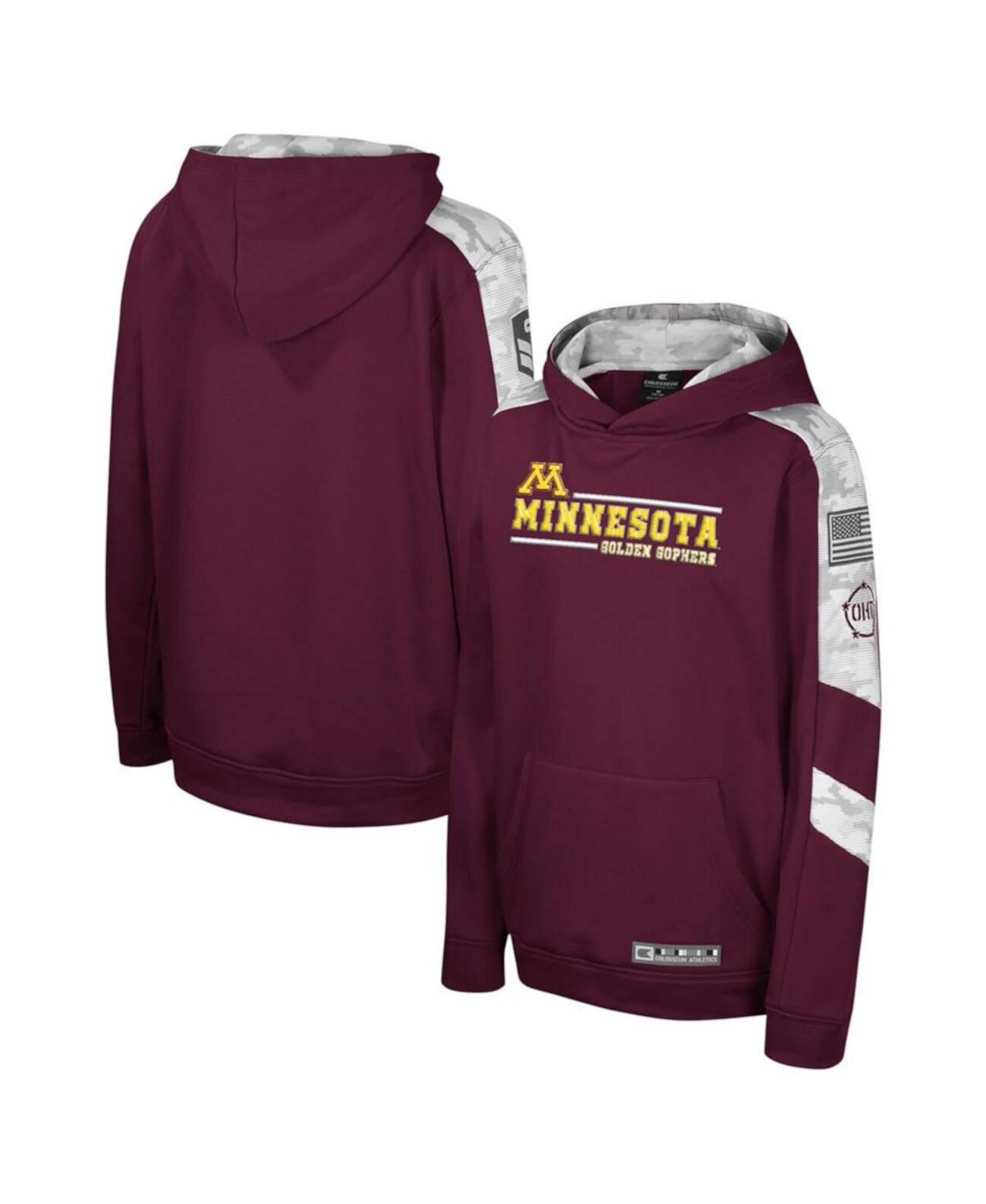 Худи Colosseum для мальчиков Big Boys Maroon Minnesota Golden Gophers OHT Military-Inspired Appreciation Cyclone Digital Camo Pullover Colosseum