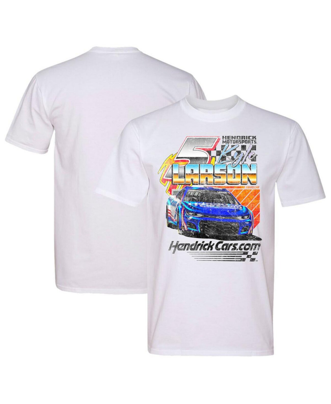 Мужская белая трикотажная футболка с коротким рукавом и графикой от Kyle Larson Hendrick Motorsports Team Collection