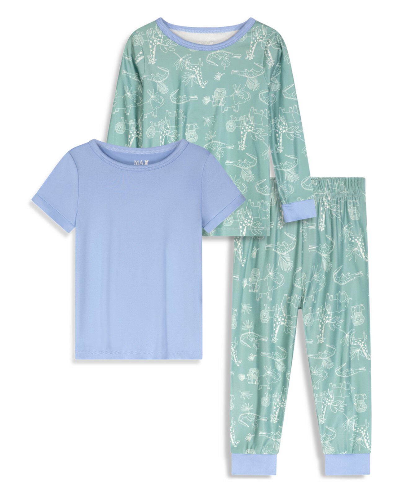 Пижама Max & Olivia Для мальчиков Toddler Boys Snug Fit Pajama with Pant, Long Sleeve T-shirt and Short Sleeve T-shirt, 3 Piece Set Max & Olivia