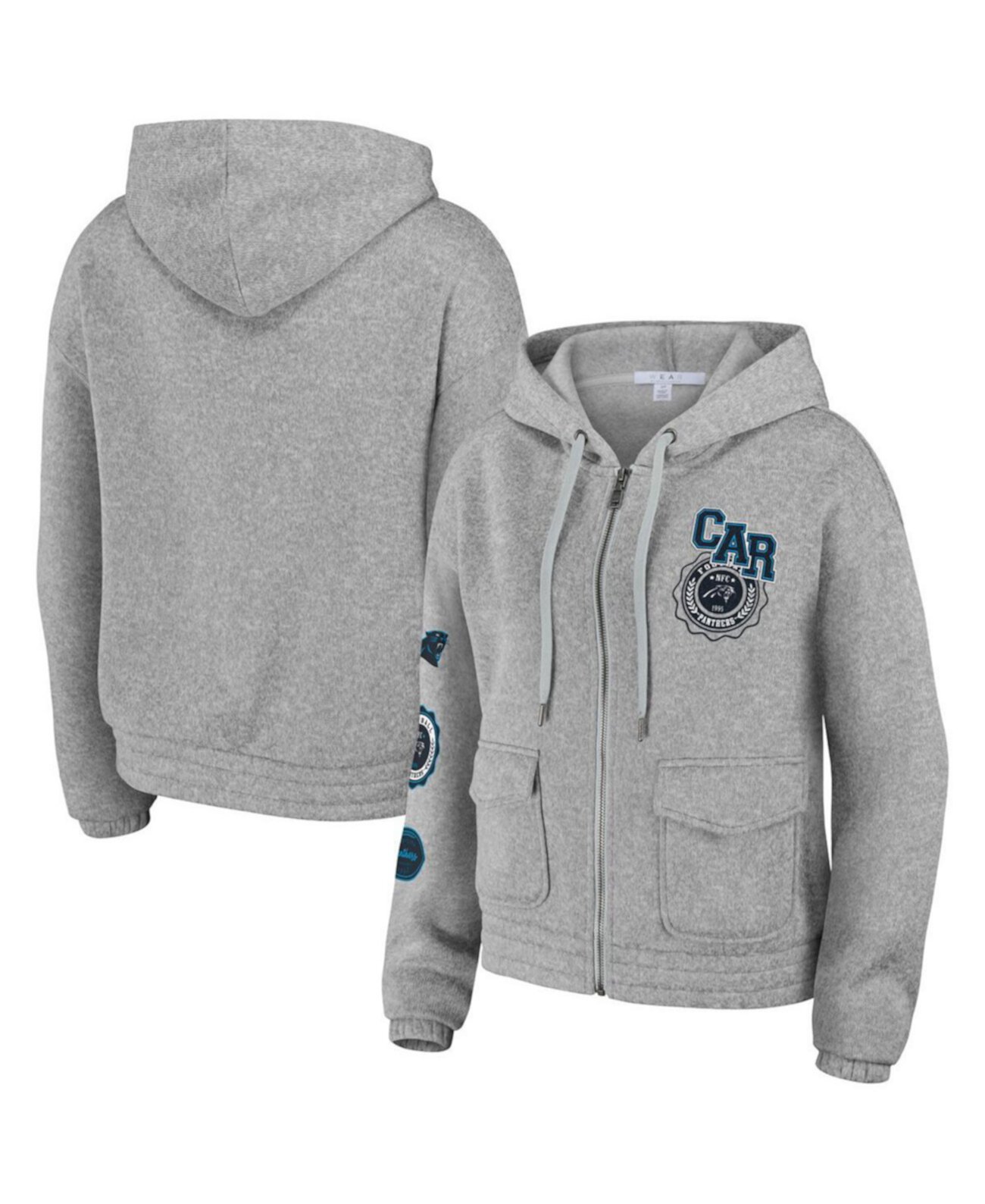 Женская толстовка с молнией во всю длину Heather Grey Carolina Panthers WEAR by Erin Andrews