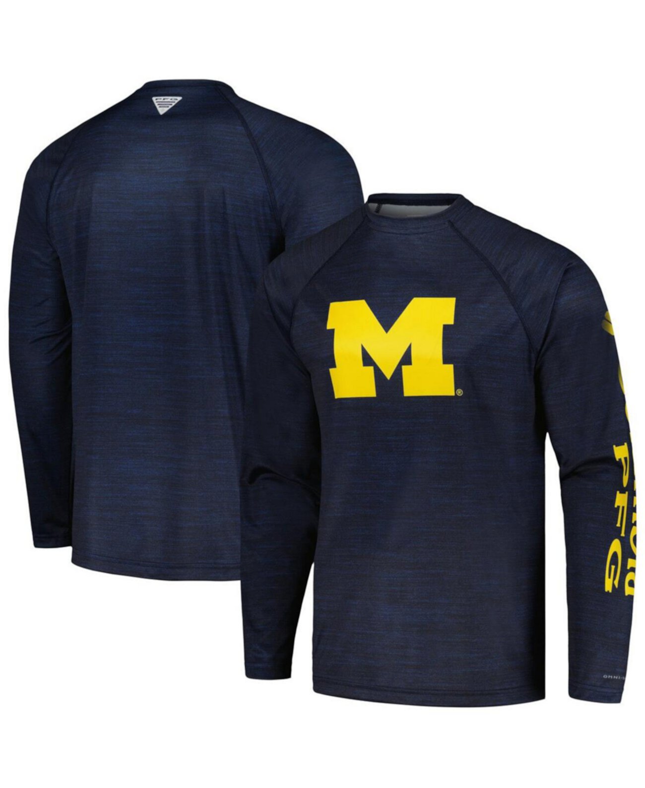 Мужская Джерси Columbia Michigan Wolverines PFG Terminal Tackle Omni-Shade с длинными рукавами Columbia